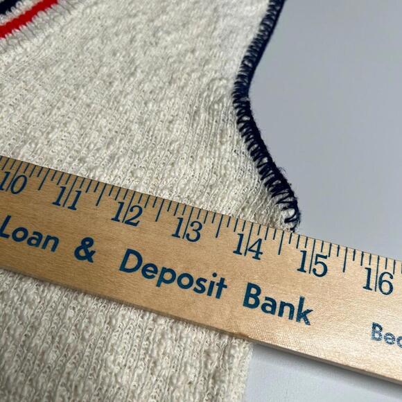 Vintage 80s Women’s Knit Sweater Vest – Size M, White with Red & Navy Trim - Picture 6 of 8